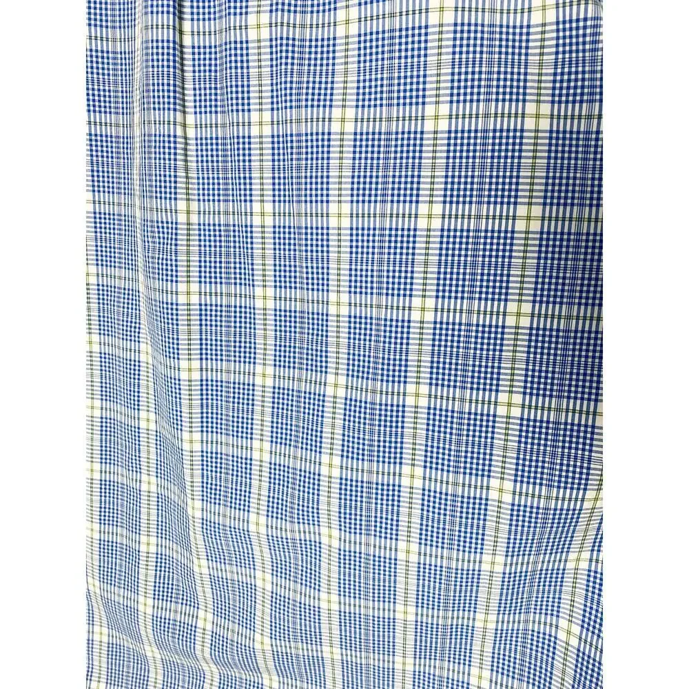 Peter Millar Mens Long Sleeve Dress Shirt Blue White Green Plaid Check Cotton XL